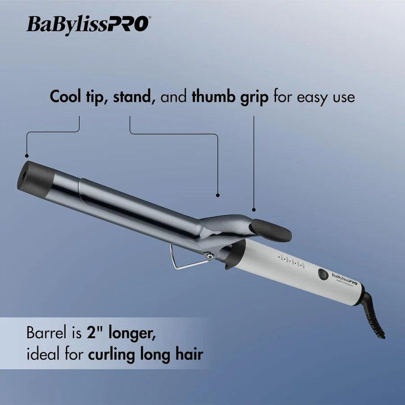 BaBylissPRO® Limited Edition Nano Titanium Grey Collection 1.25” Extended Barrel Curling Iron