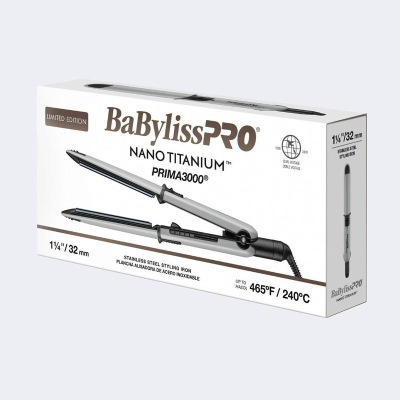 Plancha de peinado Prima3000 de 1,25" de la colección Nano Titanium Grey de BaBylissPRO® de edición limitada 