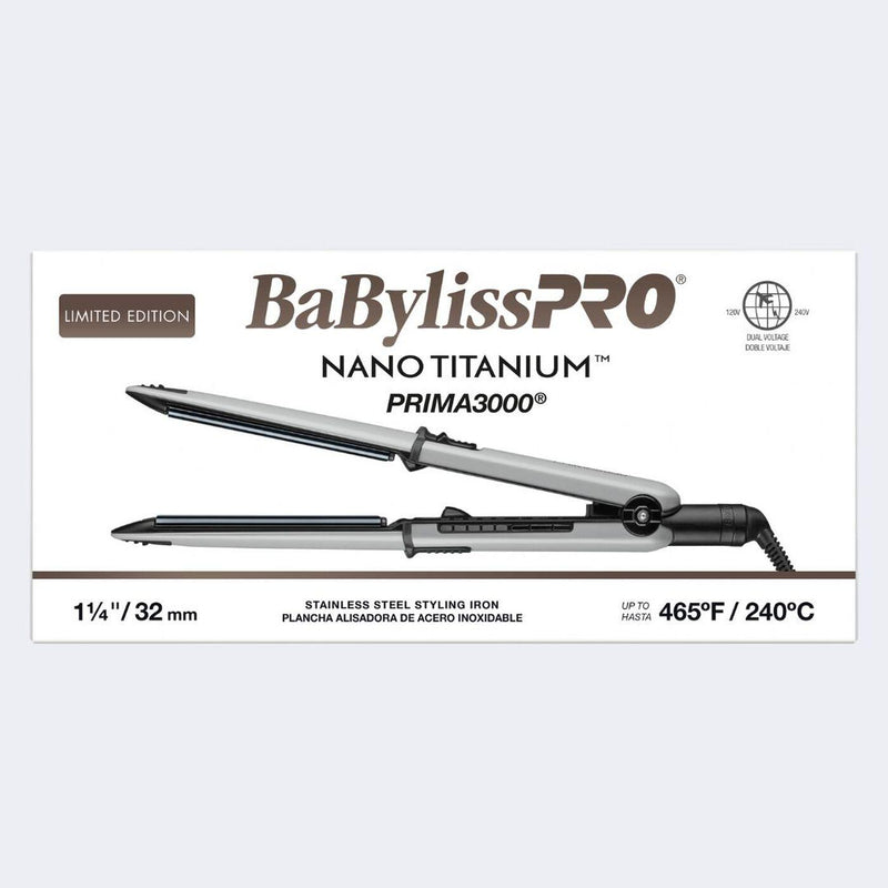 Plancha de peinado Prima3000 de 1,25" de la colección Nano Titanium Grey de BaBylissPRO® de edición limitada 