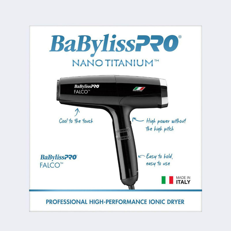 Secador profesional italiano de alta velocidad BaBylissPRO® Nano Titanium™ Falco (negro)