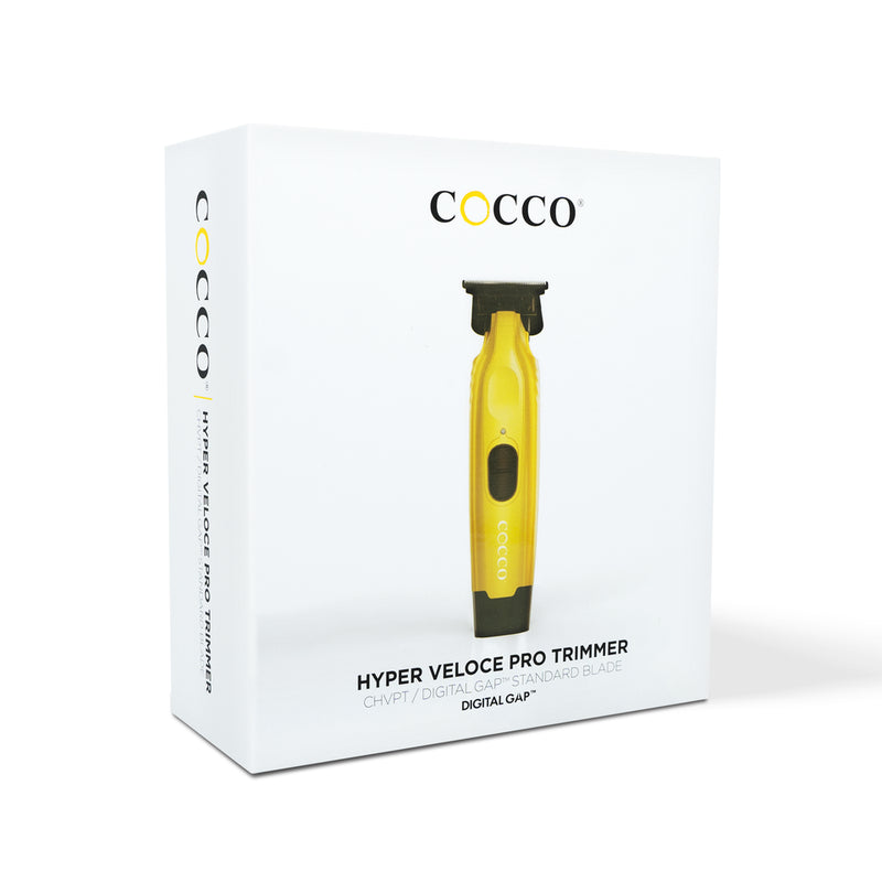 Cocco Hyper Veloce Pro Cordless Trimmer w/ Digital Gap Ambassador Graphene Blade + Charging Stand (CHVPT) Yellow