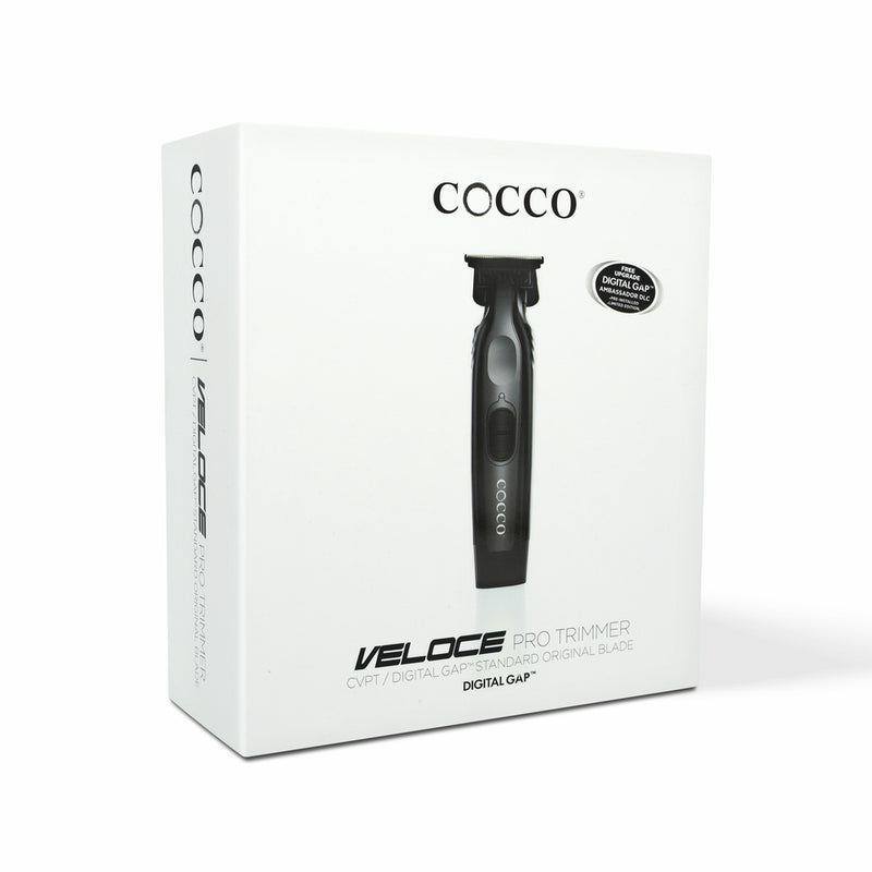 Cocco Veloce Pro Cordless Trimmer w/ Digital Gap Ambassador DLC Blade + Black Charging Stand (CVPT) Matte Black