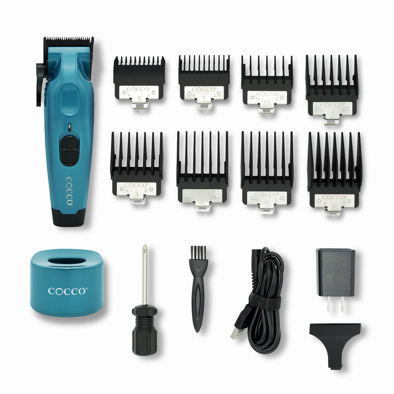 Cocco Hyper Veloce Pro Cordless Clipper w/ Digital Gap Ambassador Graphene Taper Blade + Charging Stand (CHVPC) Dark Teal