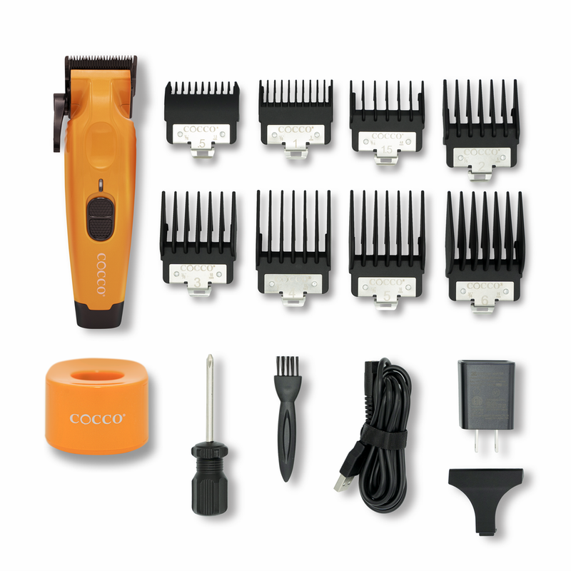 Cocco Hyper Veloce Pro Cordless Trimmer w/ Digital Gap Ambassador Graphene Blade + Charging Stand (CHVPT) Orange