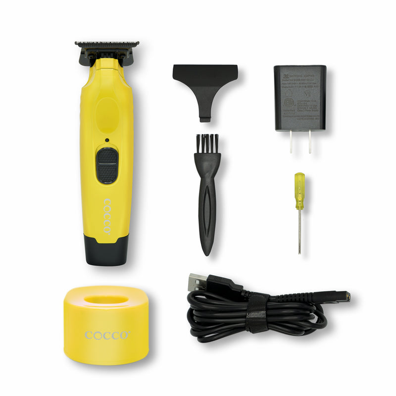 Cocco Hyper Veloce Pro Cordless Trimmer w/ Digital Gap Ambassador Graphene Blade + Charging Stand (CHVPT) Yellow