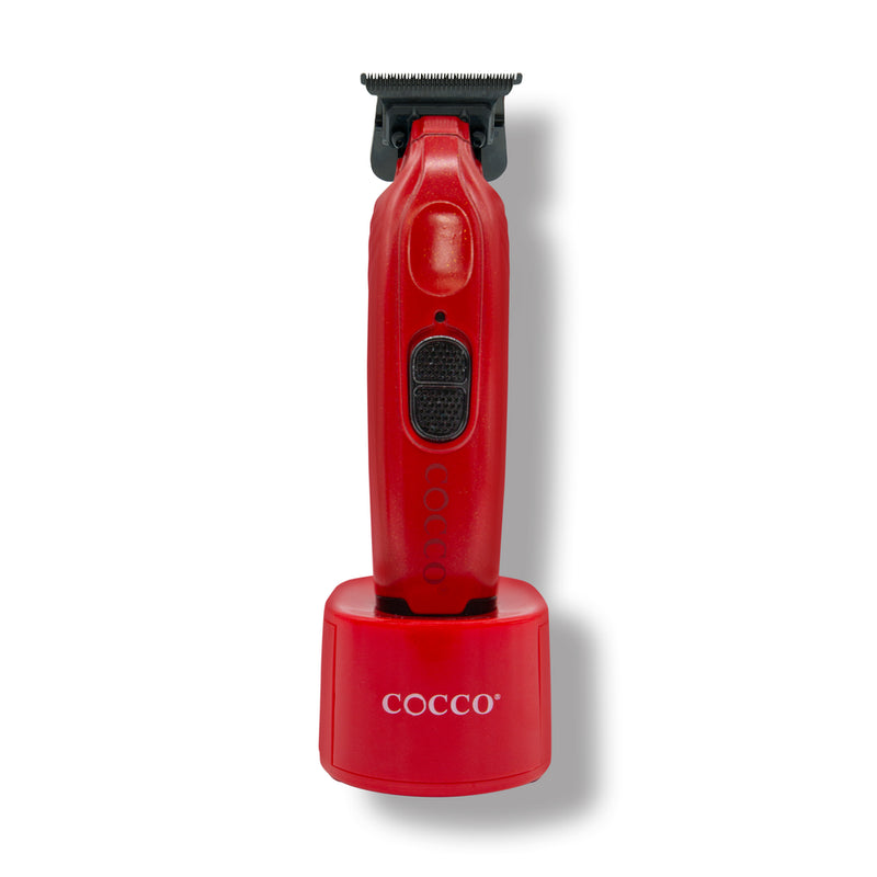 Cocco Hyper Veloce Pro Cordless Trimmer w/ Digital Gap Ambassador Graphene Blade + Charging Stand (CHVPT) Red