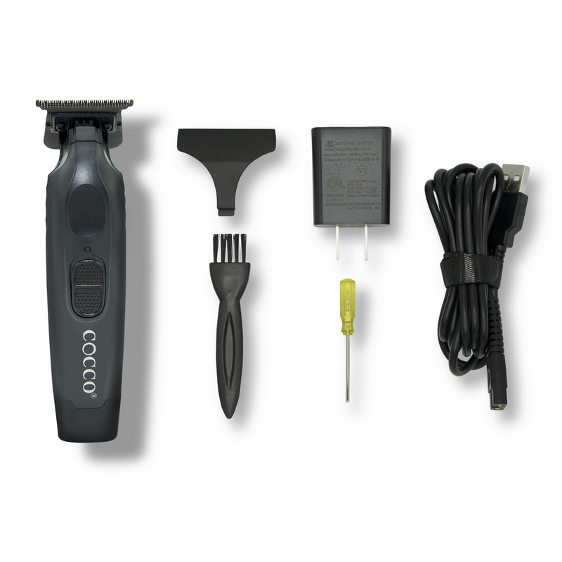 Cocco Veloce Pro Cordless Trimmer w/ Digital Gap Ambassador DLC Blade + Black Charging Stand (CVPT) Matte Black