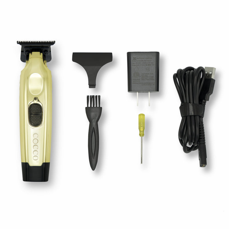 Cocco Veloce Pro Cordless Trimmer w/ Digital Gap Ambassador DLC Blade + Black Charging Stand (CVPT) Gold