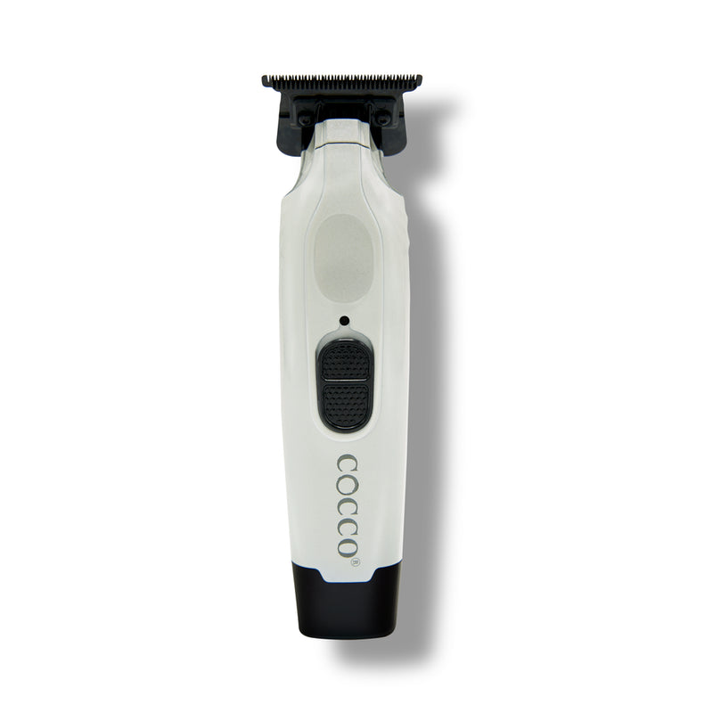 Cocco Veloce Pro Cordless Trimmer w/ Digital Gap Ambassador DLC Blade + Black Charging Stand (CVPT) Pearl White