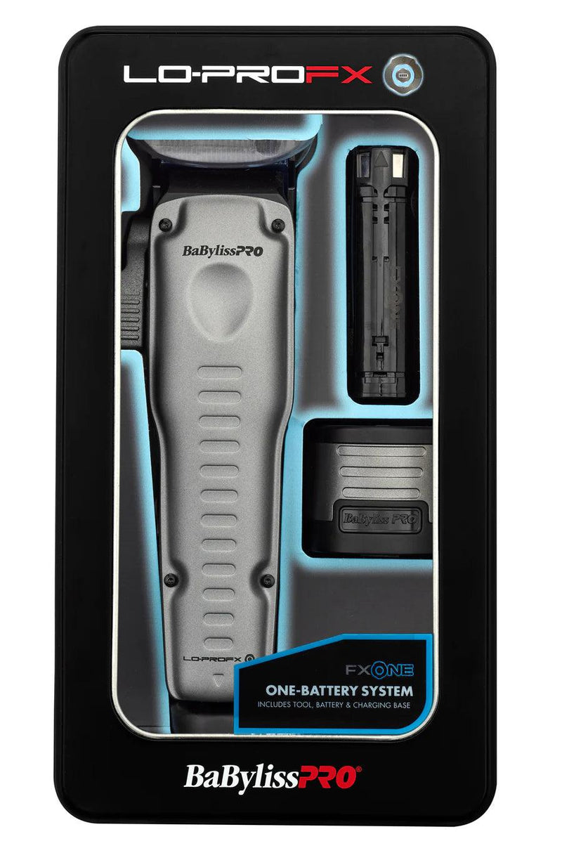 BaBylissPRO FXONE Lo-ProFX Matte Gray High Performance Low Profile Clipper w/Interchangeable Lithium Battery Pack (FX829)