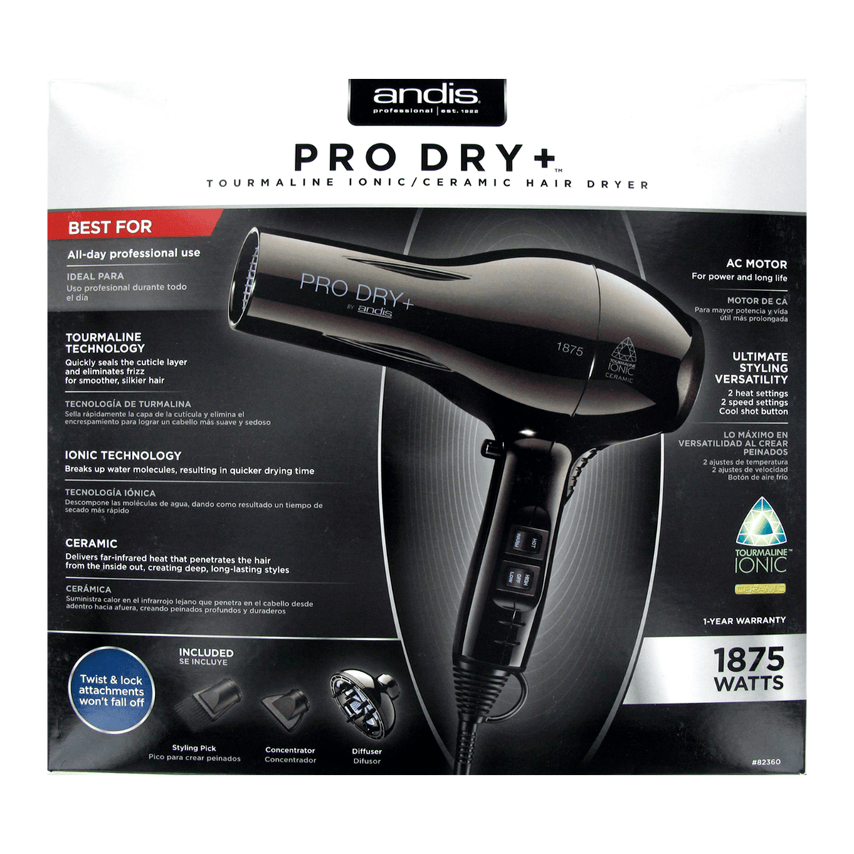 PRO DRY Tourmaline Ionic Ceramic Hair Dryer