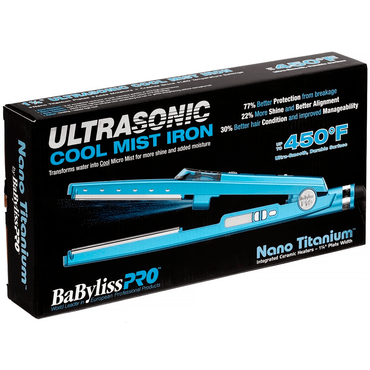 BaByliss Pro BABNT2191T 1 1 4 inch Ultrasonic Cool Mist Iron